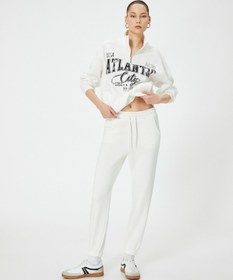 Resim Koton Jogger Eşofman Altı Beli Bağlamalı Cepli Ekru 5wal40004ık Ekru 