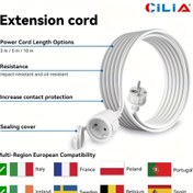 Resim CILIA Ağır Hizmet Tipi Uzatma Kablosu, 3m/5m/10m, örtülü, 250V / 10A, AB Standartı - Siyah Lastik Girişli Priz Baçlığı, İnce ve Dayanıkla Banyo Bahar Ev End. iç İmalat, Çiftlik 