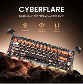 Resim Gravastar Mercury K1 Pro+x Kablosuz Rgb Işıklı Mekanik Q Gaming Klavye Ve Optik Mouse Seti, Cyberfla Optik 