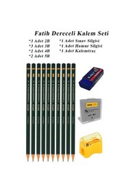 Resim Resim Kalemi Fatih Dereceli Kalem Seti Karakalem Seti 2b 3b 4b 5b 13'lü Set Sınav Silgisi Ve Hamur Silgi Kalemtraş 