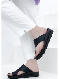 Resim Voga 1742 Siyah Çatlak Comfort Anatomik Casual Parmak Arası Kadın Terliği 001 