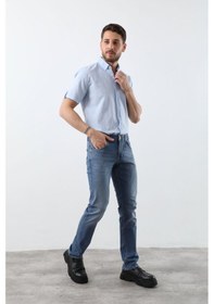 Resim Banny Jeans Erkek Likralı Regular Fit Düz Jean Pantolon Mavi Mavi 