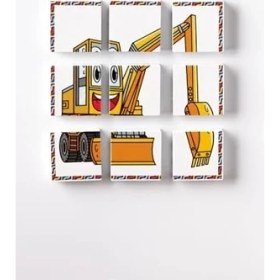 Resim Manyetik Blok Çift Taraflı 9 Parçalı Mıknatıslı Kepçe - Forklift Puzzle - 2 Görsel Yapboz 