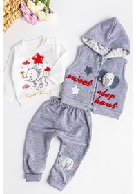 Resim Babymod Fil Figürlü Üçlü Yelekli Kız Bebek Takım 
