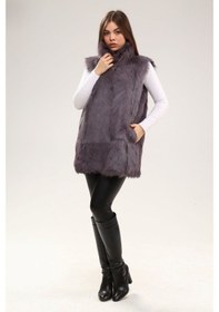 Resim Leatinn Açık Mor Kadın Deri Yelek Çok Renkli 