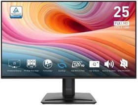 Resim MSI 24.5 PRO MP251 E2 1920x1080 (FHD) 16:9 FLAT IPS 120HZ 1MS ADAPTIVE-SYNC SIYAH MONITOR 