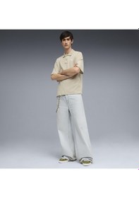 Resim Puma Wardrobe Essentials Boxy Erkek Bej Günlük Stil Polo Yaka T-shirt 63436261 Bej 