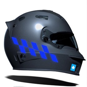 Resim Reflektif Mavi Damalı Kask Motosiklet Sticker Takımı 