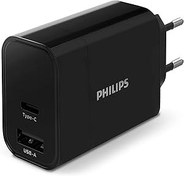 Resim PHILIPS DLP2621/12 - USB şarj cihazı - Type-C ve USB-A çıkışları - 30 W hızlı şarj - siyah 
