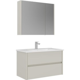 Resim Orka Arno 85 Cm Parlak Kaşmir Çekmeceli Banyo Dolabı Takımı Ve Boy Dolabı Kaşmir 