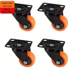 Resim Dashanshop 1.5 Inch 4 Adet Sessiz Frenli Turuncu Döner Pu Çarklı Ağır Hizmet Tekerlek Seti 