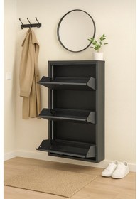 Resim Metal Ayakkabılık 3 Kapaklı Antrasit Antrasit 