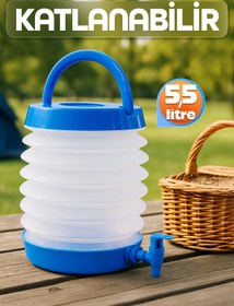 Resim Telvesse Musluklu Katlanır Su Bidonu Outdoor Akordiyon Kamp Su Kovası Çeşme Piknik Damacana Içecek Şişesi 