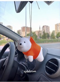 Resim Sevimli Ayıcık Dikiz Aynası Süsü - Araç Aksesuar - Oto Aksesuar Turuncu 