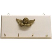 Resim Scribo Ahşap Anahtar Askısı Anahtar Askılığı Epoksi Melek Motifli (BEYAZ) 