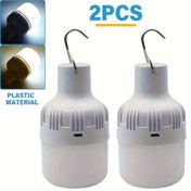 Resim 2 Adet Süper Parlak Taşınabilir Işık, Kancalı USB Şarj Edilebilir Ampul - Yüksek parlaklıklı gece lambası, açık hava maceraları, barbekü, parti ve kamp için harika - Dayanıklı PP malzeme, şarj edilebilir ışık 