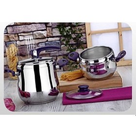 Resim Berlin Düdüklü Tencere Mor 7 L + 3.5 L Gümüş - Mor 