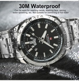 Resim Yunboo Erkek Kol Saati Navıforce Nf9038 - Kuvars Hareketli, 30m Su Geçirmez, Güneş/ Ay/ Tarih Gösterici, Çelik Kordon, Moda/ Casual Stili Gümüş-siyah Çok Renkli 