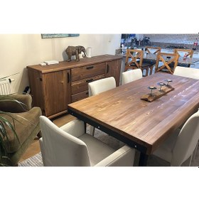Resim Doğal Ahşap Yemek Masası-80-160-76 Cm-kare Profil Ayak 