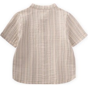 Resim Müslin Gömlek 2-10 Yaş Haki Kahve Çizgili Haki Kahve Çizgili 