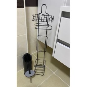 Resim Renk Yapı Rüyası Renk Yapı Kare Tuvalet Kağıtlığı ve Fırça Tuvalet Fırçası Hazneli Telefon Için Bölümlü Ayaklı Paslanmaz Siyah 
