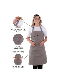 Resim 4 Adet Simple Ayarlanabilir Askılı Mutfak Önlüğü Antrasit 