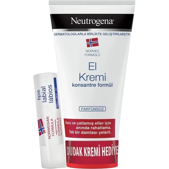 Neutrogena Parfümsüz El Kremi 75 ml + Dudak Bakım Kremi SPF 20 5 gr Fiyatı ve Özelliklerı - Badem
