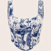 Resim Kadınlar için Seksi Dar Kesim Yazlık Tank Top - Mor & Beyaz Botanik Çiçek Baskılı, Yuvarlak Yaka Kolsuz Üst, Makinede Yıkanabilir Günlük ve Şık Kıyafetler İçin, Omuz Açık Stil, Rahat Giyim 