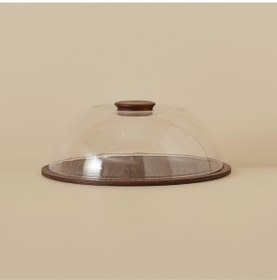 Resim E&D Collection Hira - Cam Kapaklı Bambu Kek Fanusu 30 cm 