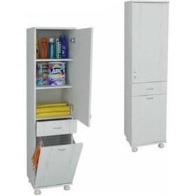 Resim Lake Banyo Boy Dolabı Çamaşır Sepetli (29271330) Beyaz 