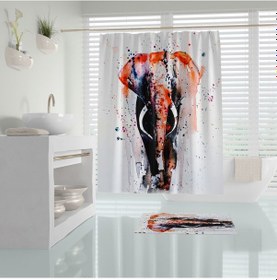 Resim Zethome Tropik Elephant Banyo Duş Perdesi Tek Kanat 1X180X200 Çok Renkli 