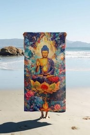 Resim Dijital Baskı Plaj Deniz Havlusu Modern Desenli Peştamal (80X160 cm) HVL0062 