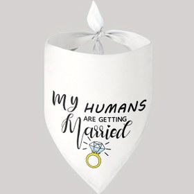 Resim Ayarlanabilir 'İnsanlarım Evleniyor' Köpek Bandanası - Yumuşak, Yıkanabilir Evcil Hayvan Eşarpı Küçükten Orta Boy Irklar İçin - Düğünler & Partiler İçin Mükemmel 