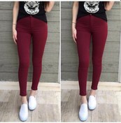 Resim Gabardin Kumaş Yüksek Bel Pantolon 90cm Bel 38cm Bordo 