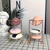Resim 1 Adet Paslanmaz Çelik Makyaj Süngeri Tutucu, 3 Katlı Kozmetik Depolama Rafı, Cilalı Yüzeyli, Ayakta Duran Güzellik Blender Düzenleyici için Sünger, Puf ve Hava Yastığı 