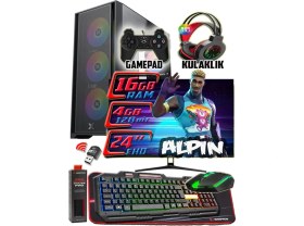 Resim Warbox ALPİN 24" i3 7100 16gb DDR4 Ram 256gb Ssd 250gb Hdd GT740 DDR5-4gb E.kartı Gaming Takım Bilgisayar 