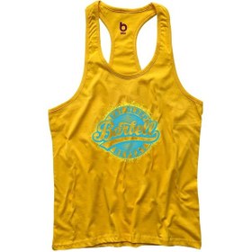 Resim Bluu Barbell Fitness Gym Tank Top Sporcu Atleti Sarı-Mavi Sarı 