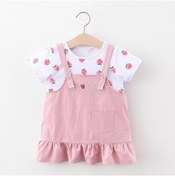 Resim Luckylovelykids Kız Bebek Pembe Çilek Salopet 