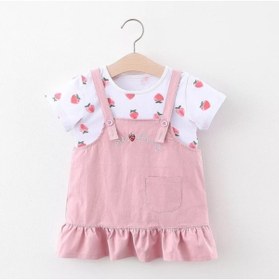 Resim Luckylovelykids Kız Bebek Pembe Çilek Salopet 