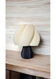 Resim Luminaura Modern Tasarımlı Şık Abajur Dekoratif Masa Lambası Yatak Odası, Salon Ve Ofis Aydınlatma Gri 