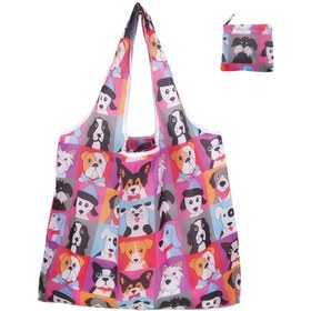 Resim 1 adet Katlanabilir Yeniden Kullanılabilir Alışveriş Çantası, Dayanıklı Polyester Market Çantası ile Canlı Köpek Baskısı, Yıkanabilir ve Hafif Günlük Kullanım, Seyahat, Ofis, Organizasyon ve Depolama için, Yeniden Kullanılabilir Alışveriş Çantaları 