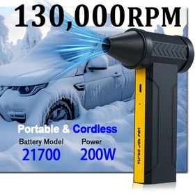 Resim HIPAPPY 130.000 RPM Taşınabilir Turbo Jet Üfleyici - 200W 4 Hızlı Ayarlanabilir El Tipi Hava Üfleyici, USB Şarj Edilebilir Batarya, Ergonomik Sap ve Kompakt Tasarım ile Araba, Dış Mekan, PC Temizliği için - Erkekler için İdeal Noel Hediyesi, Araba Temizleme Aleti 