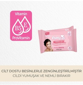 Resim Paddlers Yüz Göz ve Dudak İçin 3'ü 1 Arada Makyaj Temizleme Mendili 20 Yaprak 