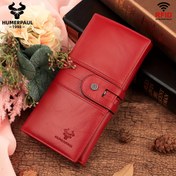 Resim Paul'S Dış Ticaret RFID Hakiki Deri Kadın Cüzdanı, Tokalı Şık Telefon Parti Çantası, Çoklu Kart Yuvaları, Üst Katman İnek Derisinden Yapılmış Clutch, Uzun Cüzdan. 