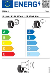 Resim Petlas 11.5/80-15.3 TL 135A8 12PR REINF. UN1 Yeni Nesil Römork Lastiği (Üretim Tarihi:2025) 