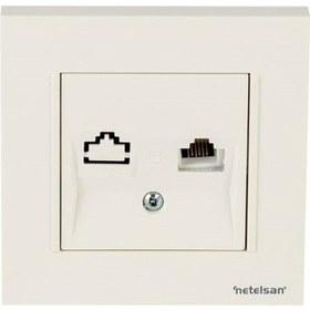 Resim Netelsan Byobu Tekli Data Prizi rj45 Cat6 Çerçeveli - Beyaz 