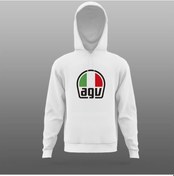 Resim AGV Logo Baskılı Motosiklet Beyaz Sweatshirt 