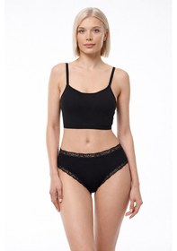 Resim Malabadi Kadın 3'lü Paket Ultra Yumuşak Micro Modal Dantelli Slip Külot 3m700 Siyah 