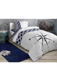 Resim Taç Navi Lacivert Tek Kişilik Nevresim Takımı (97087060) 