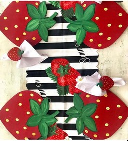 Resim Çilek Ahşap Supla - Amerikan Servis - Tabak Altı Çok Renkli 